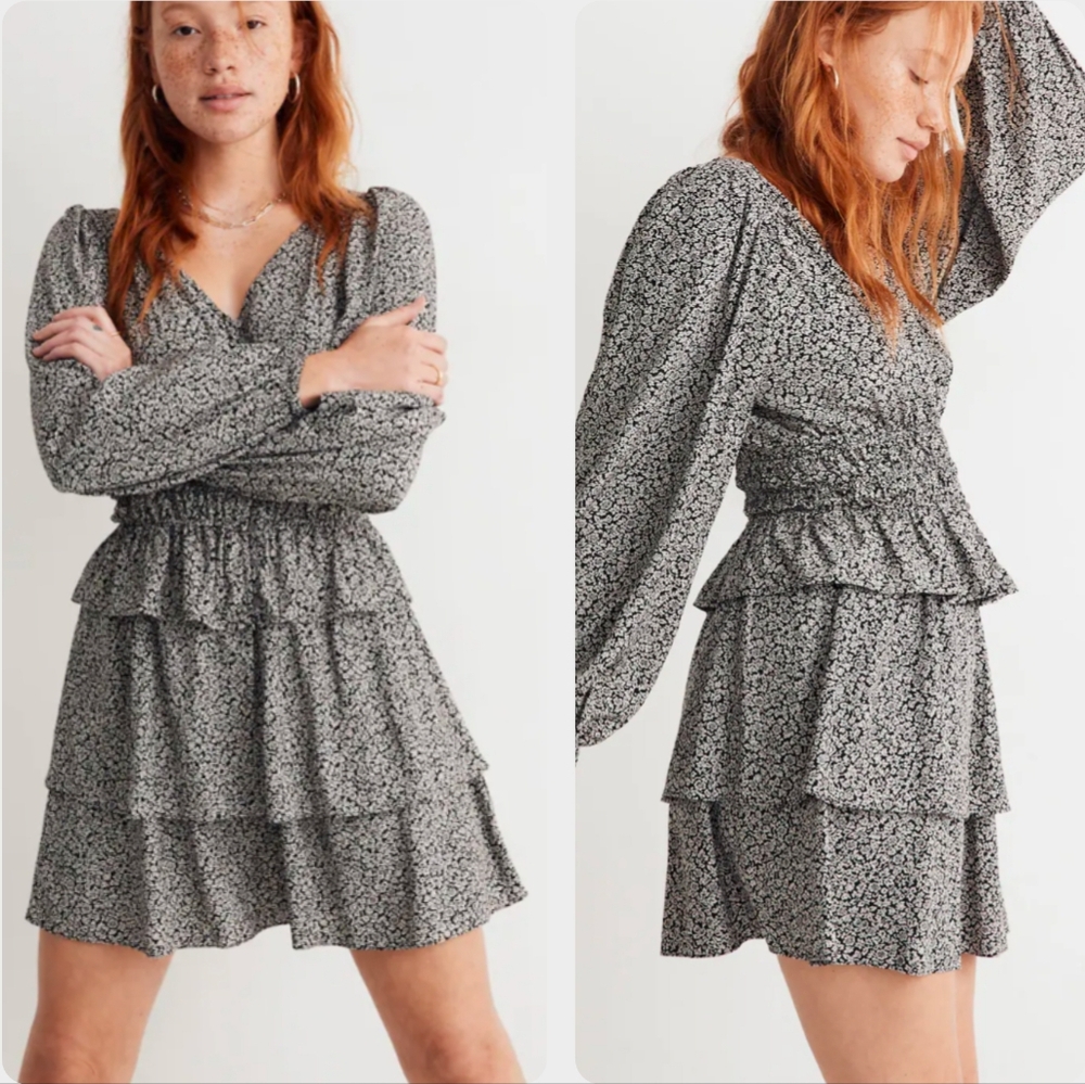 Madewell Pull-on Tiered Mini Skirt Tudor Floral Black White Flowy Ruffle 2